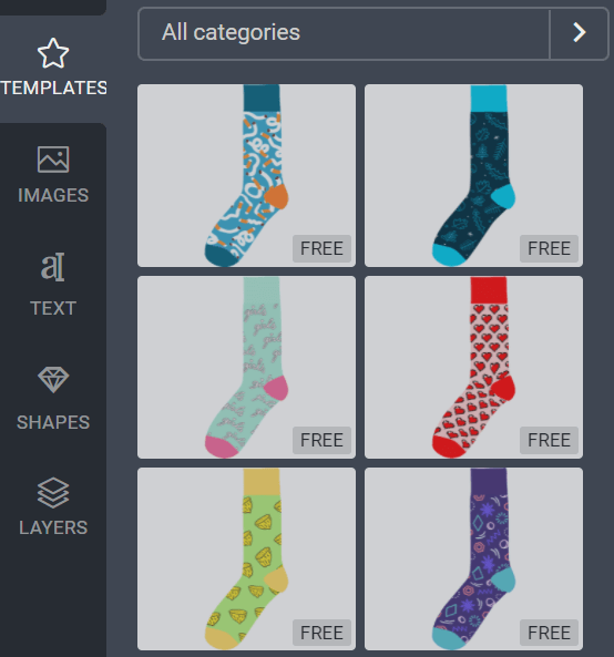 Vælg din gratis sokke-skabelon