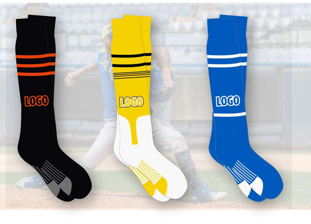 3 individuelle Baseball-Socken-Designs
