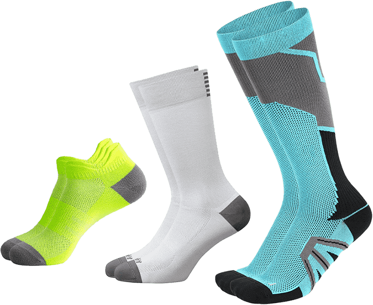 Chaussettes de compression personnalisées pour la course à pied, courtes, pour l'équipe et les genoux.