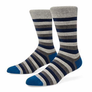 Blue Grey Striped Crew Socks, view 1