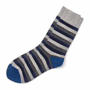 Blue Grey Striped Crew Socks, view 2