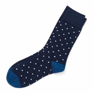 Navy Polka Dot Crew Socks with Blue Toe & Heel, view 2