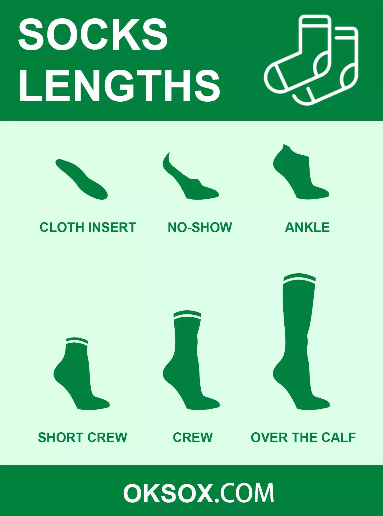 Socks Lengths show for free to pin or share